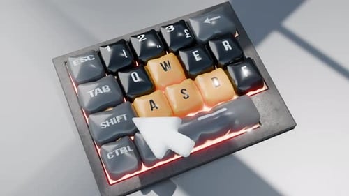 Representación 3D de una animación de teclado en tela