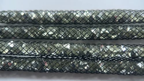 Sparkling Silver Crystal Beaded Strands Close Up