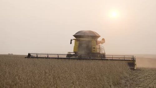 Rural Farm Machinery And Landscape Captured On Soybean Farm