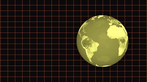Futuristic 3D Rotating Earth Globe with Grid
