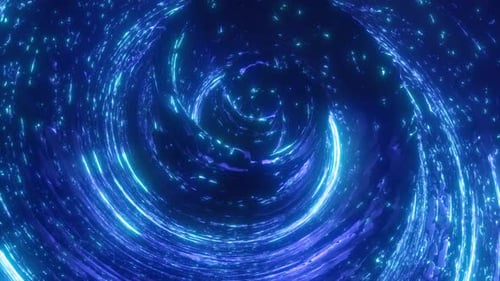 Abstract Glowing Blue Cyber Energy Tunnel Loop