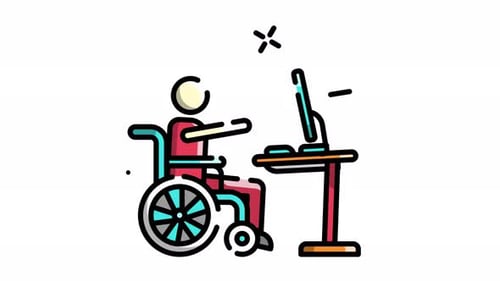 Line Art Animation of Person in Wheelchair Using Computer