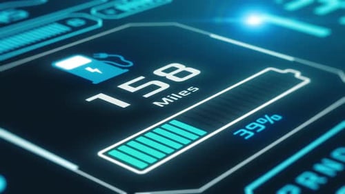 Futuristic Electric Car Battery Charging Display Animation
