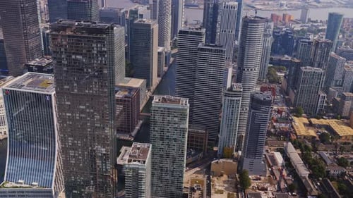 London Docklands Skyline From a Helicopter