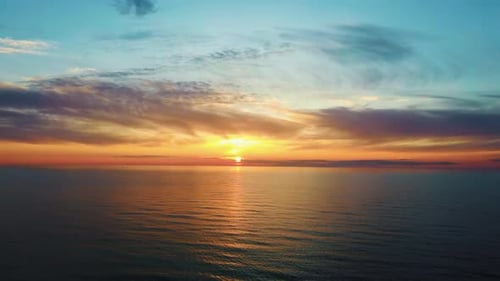 Beautiful Golden Sunset Over the Beach Seascape