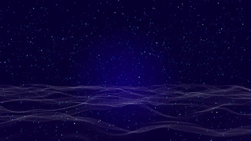 Abstract Blue Glowing Digital Particle Wave Background Loop