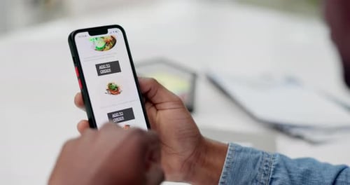Hand Orders Food Using Smartphone App