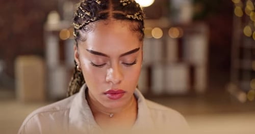 Attractive Woman Close Up Portrait Indoors