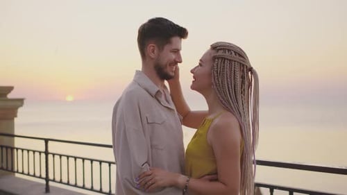 Romantic Sunset Embrace A Couples Cherished Moment By the Sea Capturing the Essence of Love and