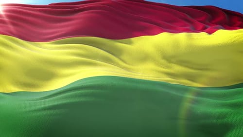 Seamless Loop Waving Flag with Red Yellow Green Stripes
