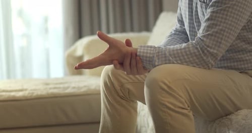 Senior Man Suffers From Painful Severe Knee Joint Pain Could Not Walk Illness Cramps rheumatismClose