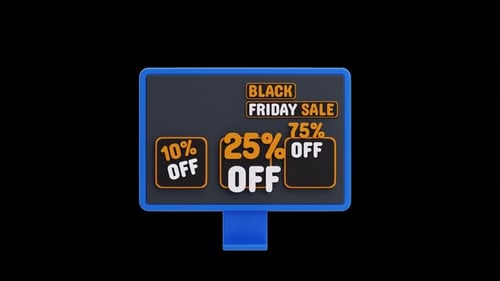 3D Black Friday Sale Tag with Animated Discounts
