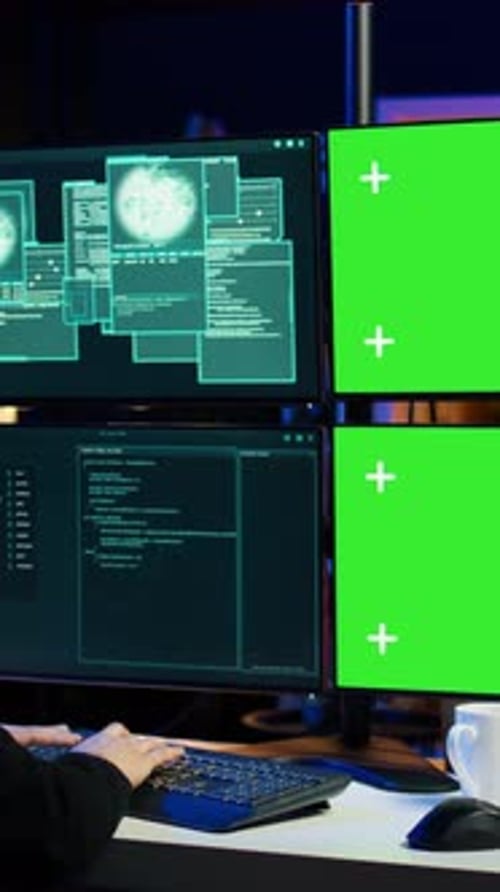 Vertical Video Hacker Using Mockup Monitor Seeing Access Denied Error Message