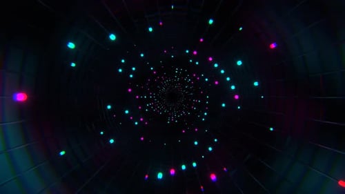 Cyan And Pink Elegant Abstract Corridor With Flashing Light Bulbs Background Vj Loop I 4K