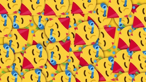 Partying Face Emoji, Celebration Emoji Loop Background