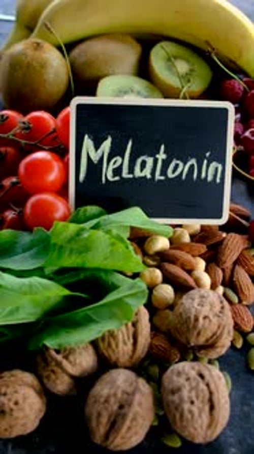 Foods Containing Melatonin on a Beautiful Background Selective Focus