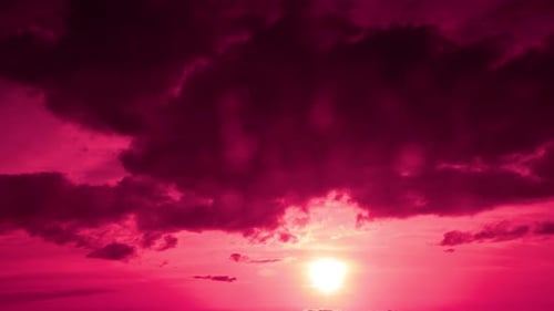 Beautiful Time Lapse Sunset Vibrant Purple Cloudscape