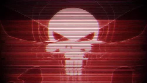 Glitch Scanline Skull Animated Background