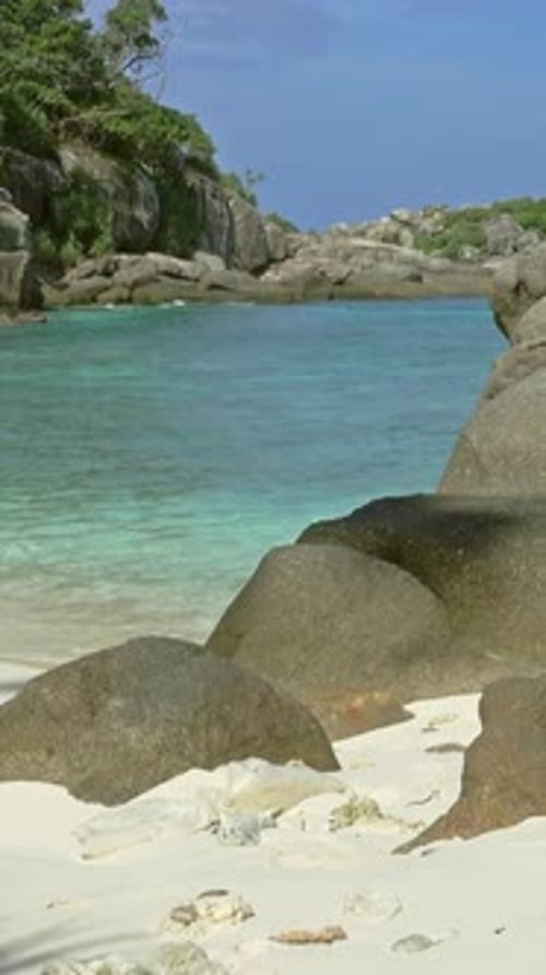 Paradise beach between rocks on Similan islands