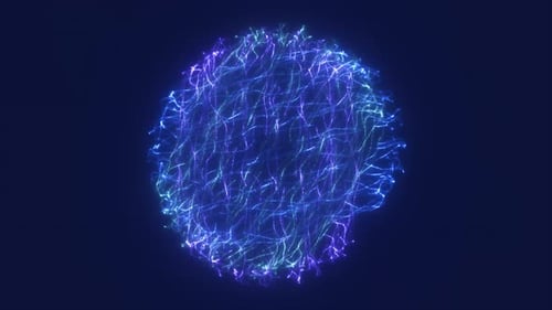 Glowing Abstract Particle Sphere Futuristic Technology Background