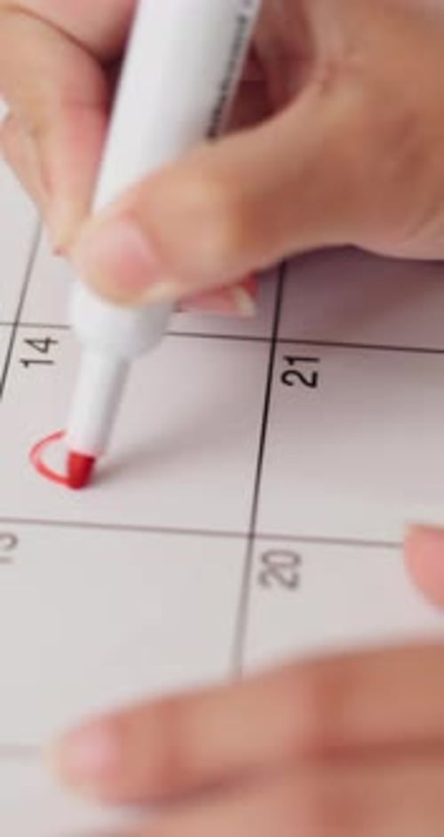 Heart Drawn on Calendar with Whiteboard Marker