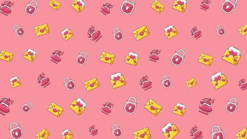 Cute Animated Love Icons Pattern Loop Background