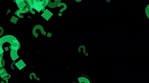 Light Green Question Marks Sign Moving Right on Black Alpha Background