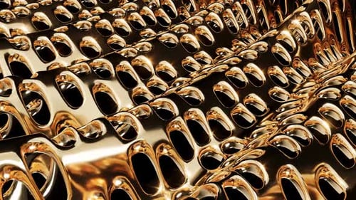 Gold Grid Metal Mesh Move Wave Endless