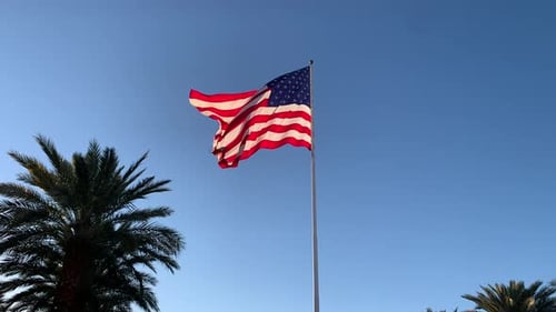 American Flag Flutters on a Sunny Day