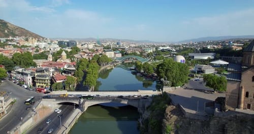 Aerial View of the Historical Center of Tbilisi Georgia