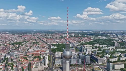 Aerial view of Berlin TV Tower , Germany