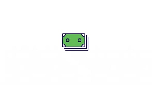 Animated Stack of Money Bills in Flat Design Style
