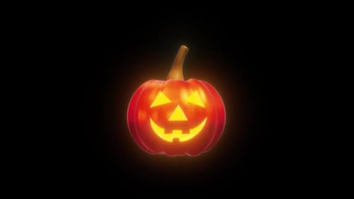 Animated 3D Glowing Jack-O-Lantern for Halloween