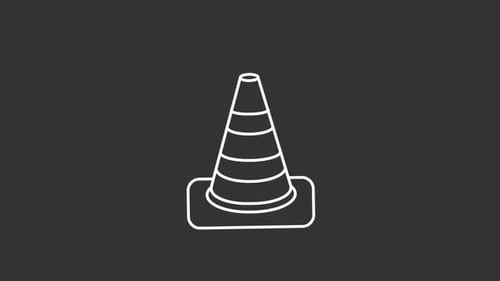 Animated Traffic Cone Line Art Icon