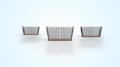 Tres cestas de compras de alambre minimalistas