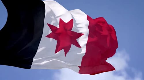 Realistic Waving Flag With Custom Red Seven-Pointed Star