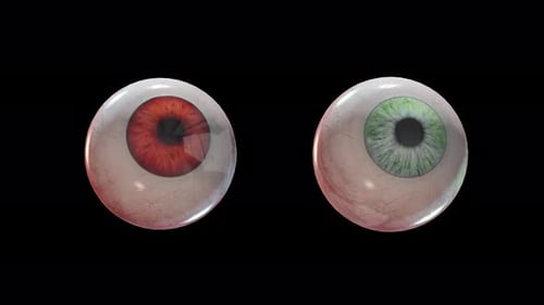 Loop Evil Scary Eyes of Green and Red Color with Alpha Channel