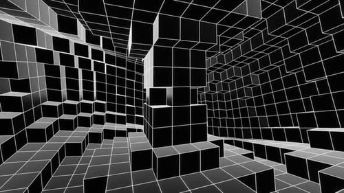 Black And White Floating Square Cirular Motion Background Vj Loop In HD