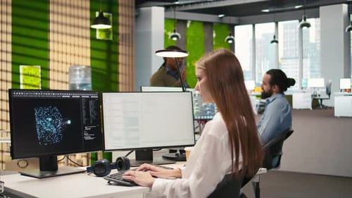 Startup Office IT Professional Using AI LLM Chatbot Optimizing Systems
