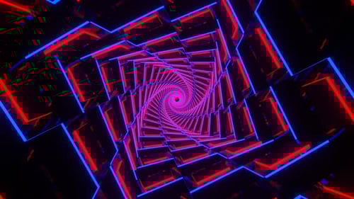 Red And Blue Neon Glowing Spiral Chess Type Background Vj Loop In HD