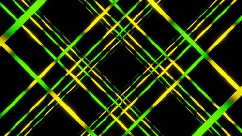 Green and Yellow Grid Neon Tunnel Seamless Animation