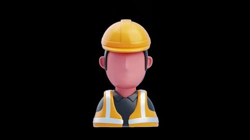 3D Engineer Avatar Hard Hat On and Off Animation
