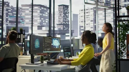 IT Staff Member Writing Artificial Intelligence Code