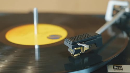 Vintage Vinyl Player Playing a Record