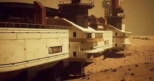 Futuristic Mars Colony Base Exploration 3D Animation