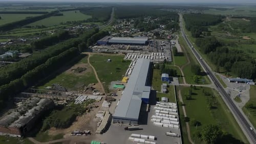 Aerial Warehouse Logistics Loading Area Production at Industrial Plant Modern Metalwork Industry