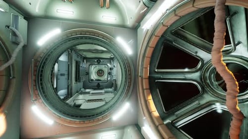 Interior of Futuristic Internation Space Station