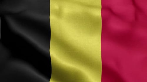 Waving Belgium Flag Animation in Realistic Fabric Style