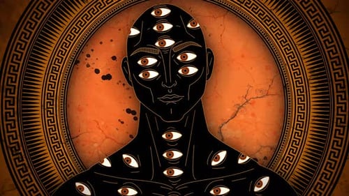 Ancient Greek Style Animation of Many-Eyed Figure
