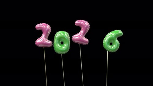 New Year Mylar Balloon Animation Transition To The New Year Green And Pink